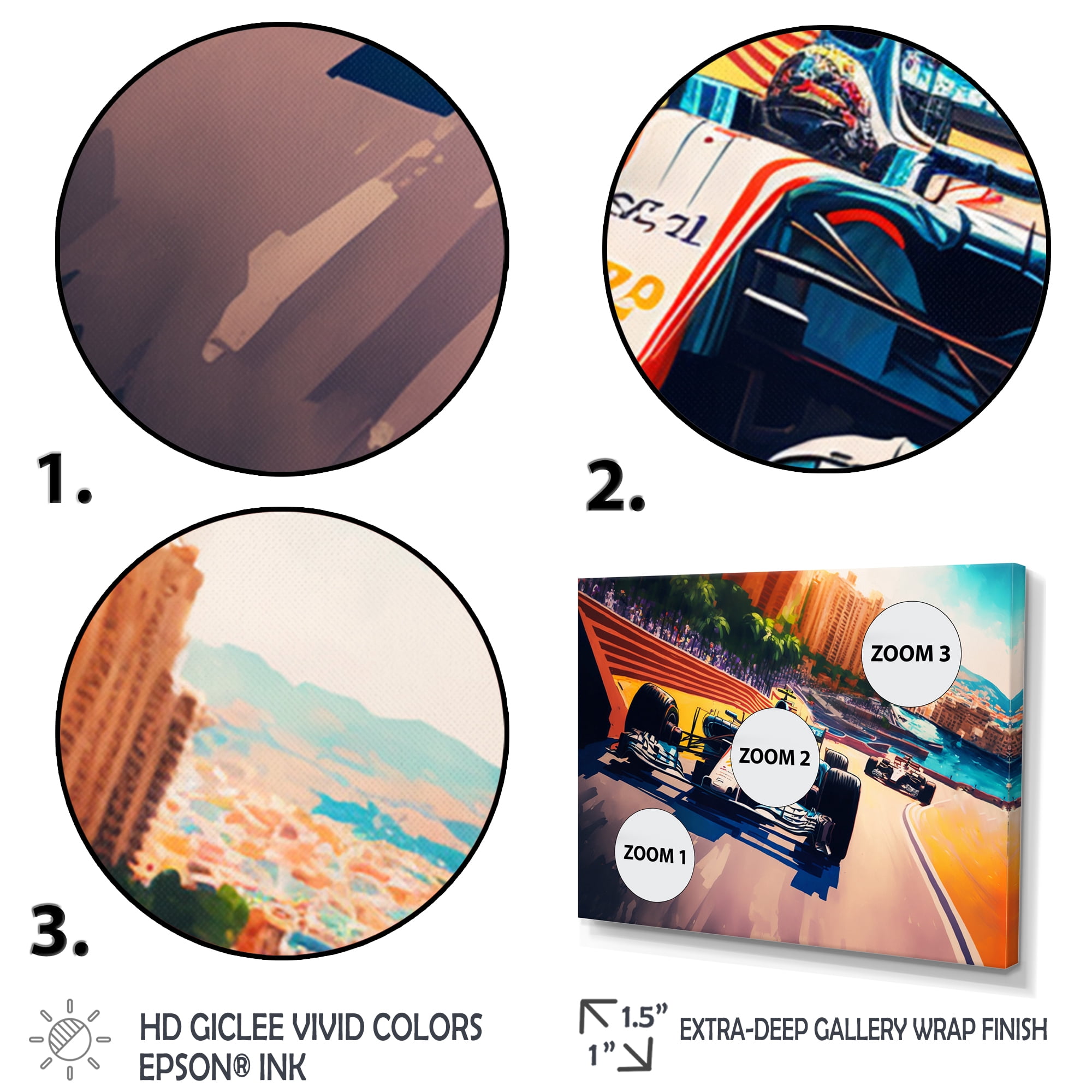 Designart Racing car in Monaco GP VIII Canvas Wall Art
