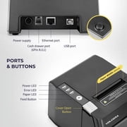 Volcora Thermal Receipt Printer, 80mm USB/Ethernet POS QR Code Printer with Auto Cutter for Cash Drawer/ESC/POS, Compatible with Android/Windows/Linux, Retailer, Restaurant Use, Wall Mount, Black
