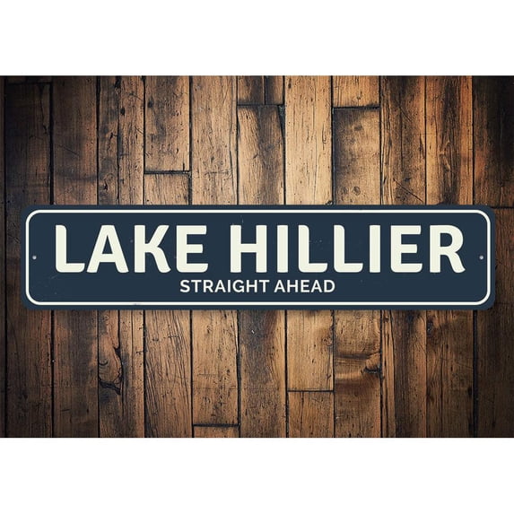 Straight Ahead Lake Novelty Sign, Metal Wall Decor - 4x18 inches