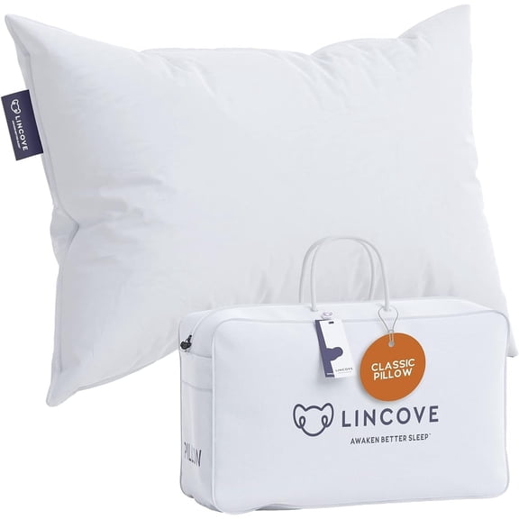 Lincove Luxury Hotel Collection Adult Hypoallergenic King 600 Count Cotton Shell Bed Pillow, King