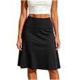 thumbnail image 2 of ClodeEU Women's High Waist Satin Midi A Line Skirt,Elegant Casual Summer Flowy Swing Skirt Black,Women's Plus L, 2 of 8