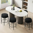 thumbnail image 4 of Counter Height Bar Stools, Set of 2, 24" Modern Backless Bar Stools, Ideal for Kitchen Counter, Kitchen Island, Boucle Sherpa Padded Cover, with Round Soft Seat and Foot Rest, Black, 4 of 13