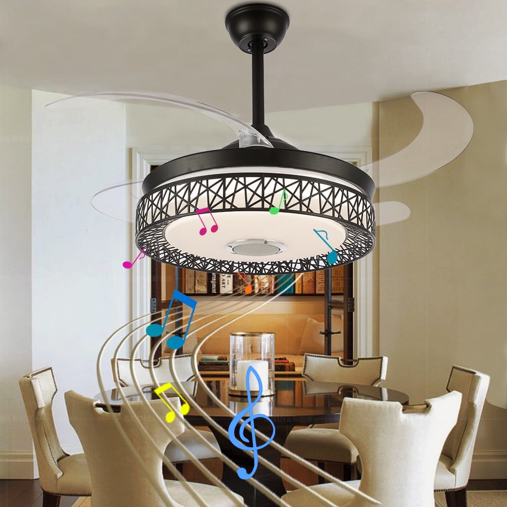 Details about   Bluetooth speaker Remote Ceiling Fan Light Chandelier  Reversible Invisible Lamp 