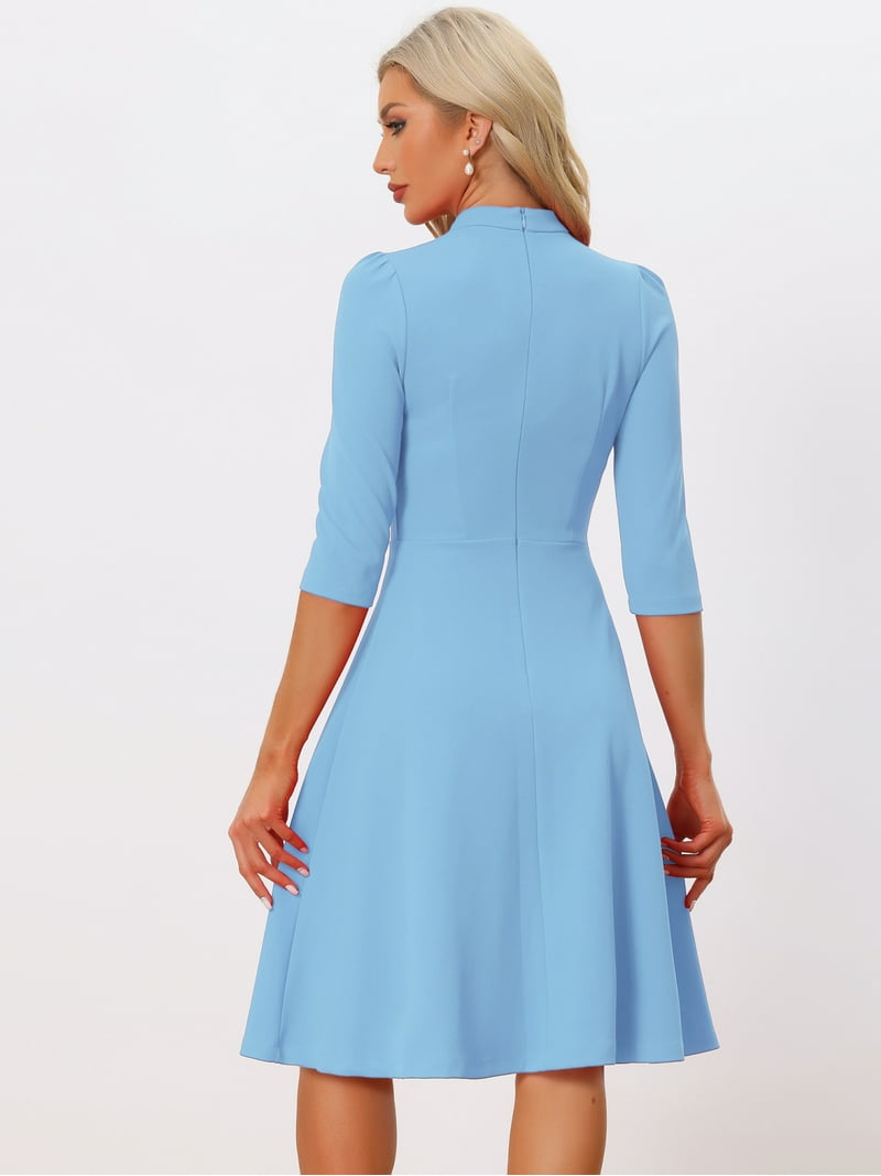 knee length dresses for ladies Poppy Sleeveless Two Pocket A Line Sheath Mini Dress - SMALL / BLUE