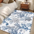 thumbnail image 4 of 3'x5' Area Rugs, Blue Coastal Indoor Outdoor Area Rug for Living Room Bedroom, Summer Nautical Ocean Beach Coral Fish Washable Bathroom Rugs Kitchen Floor Carpet Mats Home Decor Aesthetic, 4 of 8
