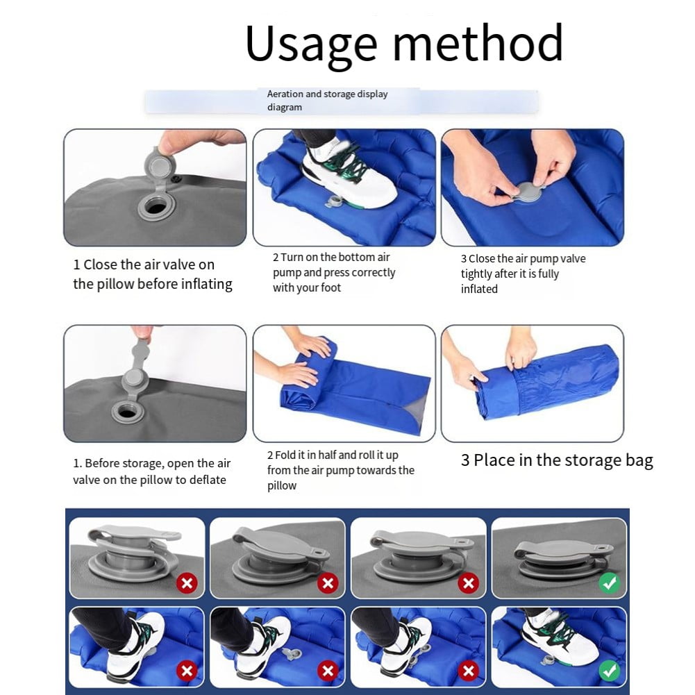 Self-Inflating Camping Mattress with Pillow - Lightweight & Portable for