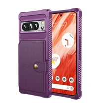 Nalacover Wallet Case for Google Pixel 8 Pro, Credit Card Slots Holder Luxury PU Leather Cover, Magnetic Car Mount Shockproof Lens Protective Case for Google Pixel 8 Pro, Purple