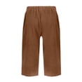 thumbnail image 4 of Bermuda Shorts for Women Petite Cotton Linen Knee Length High Waisted Pull On Baggy Shorts with Pockets Summer Casual Lounge Pants Coffee 2XL, 4 of 5