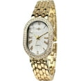 thumbnail image 1 of Women Vintage Gold Rome Watch Oval Case Adjustable Stainless Steel Watch Band Waterproof Analog Quartz Watch,Gold white, 1 of 6
