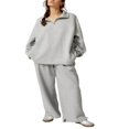 thumbnail image 1 of Solid Color Half Zipper Long Sleeve Pullovers for Women, 1 of 6