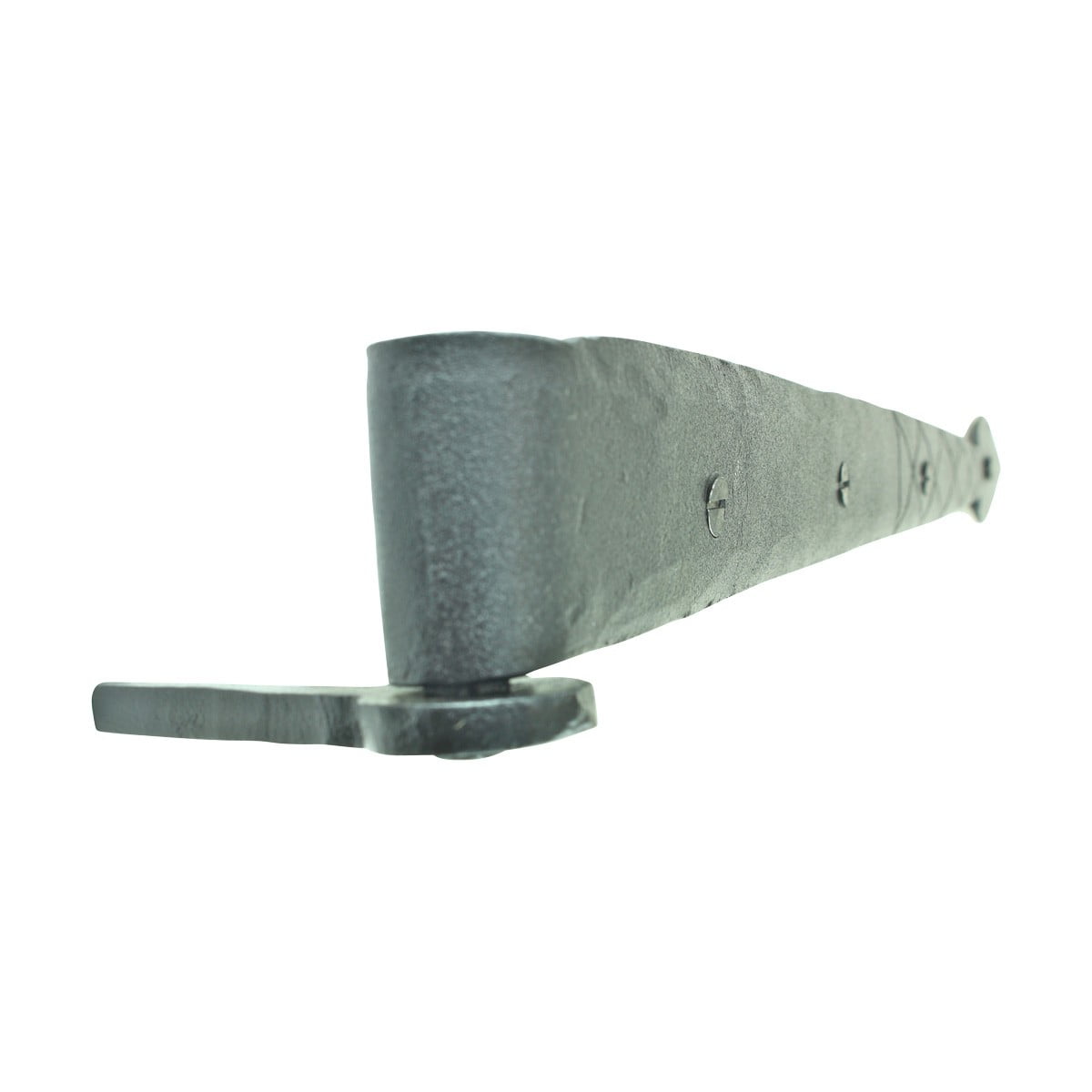Renovators Supply Black Wrought Iron Lift Off Pintle Strap Hinge 14 in Spear tip Heart Diamond Etch Pintle Strap Gate and Door Hinges w/Hardware