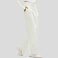 thumbnail image 3 of WTOBBY Women's Thin Wide Leg Pants with High Waist, Casual Work Pants with Flowy Design and Back Pockets, Comfortable Trousers for Women, Ideal for Office and Casual Wear,White S, 3 of 7
