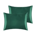 thumbnail image 1 of Juego de 2 fundas de almohada de satén REGALWOVEN para el cabello y la piel con cierre de sobre estándar verde, 1 of 6