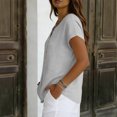 thumbnail image 6 of Linen Shirts for Women Short Sleeve V Neck Button Down Loose Gauze Blouses, 2XL, 6 of 7