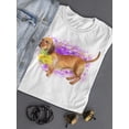 thumbnail image 3 of German Dachshund On Pink Spot T-Shirt Women -Image by Shutterstock, Female Medium, 3 of 4
