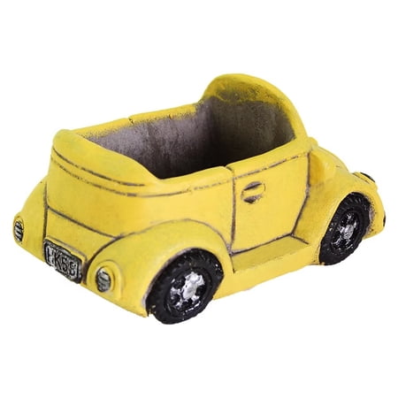 SHARE SUNSHINE Flower Pot with Drain Holes Car Shape for Decorative Plants(Yellow)