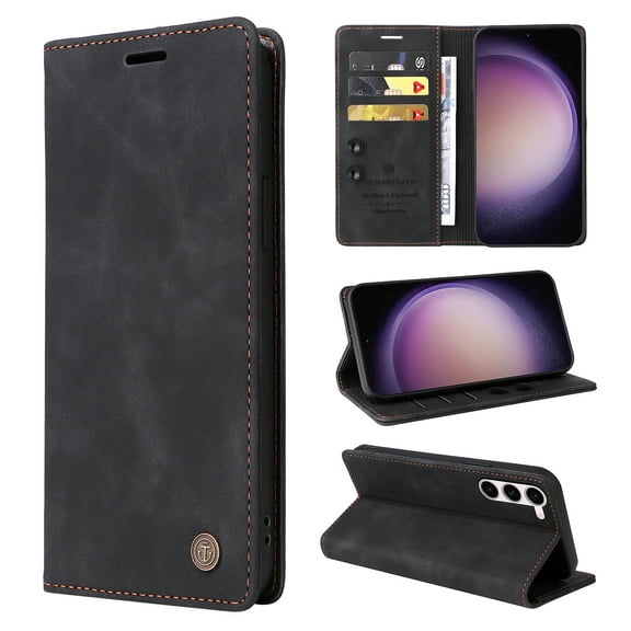 Nalacover Wallet Case for Samsung Galaxy S23 - Flip Purse Case with Card Holder Kickstand Suction Cup, Premium Business PU Leather Shockproof Phone Cover for Samsung Galaxy S23 - Black