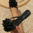thumbnail image 5 of ZTTD Women Shoes Fashion Flat Toe Sandals Flower Decorative Slippers Waterproof Shoes Black, 5 of 8