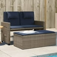 thumbnail image 1 of vidaXL Reclining Garden Bench with Cushions Grey Poly Rattan, 1 of 5