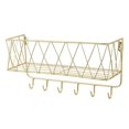 thumbnail image 1 of CNKOO Metal Mail Holder and Key Rack - Wall Mounted Letter Organizer Sorter and 6 Key Hooks - Golden, 1 of 6