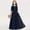Navy, variant on Girls Solid Color Round Neck Short Sleeve Dress, Elegant Long Flower Girl Princess Gown for Wedding Ceremonies, Junior Bridesmaid Party Dress for Birthday Celebrations Age 3-14 Years Black 140
