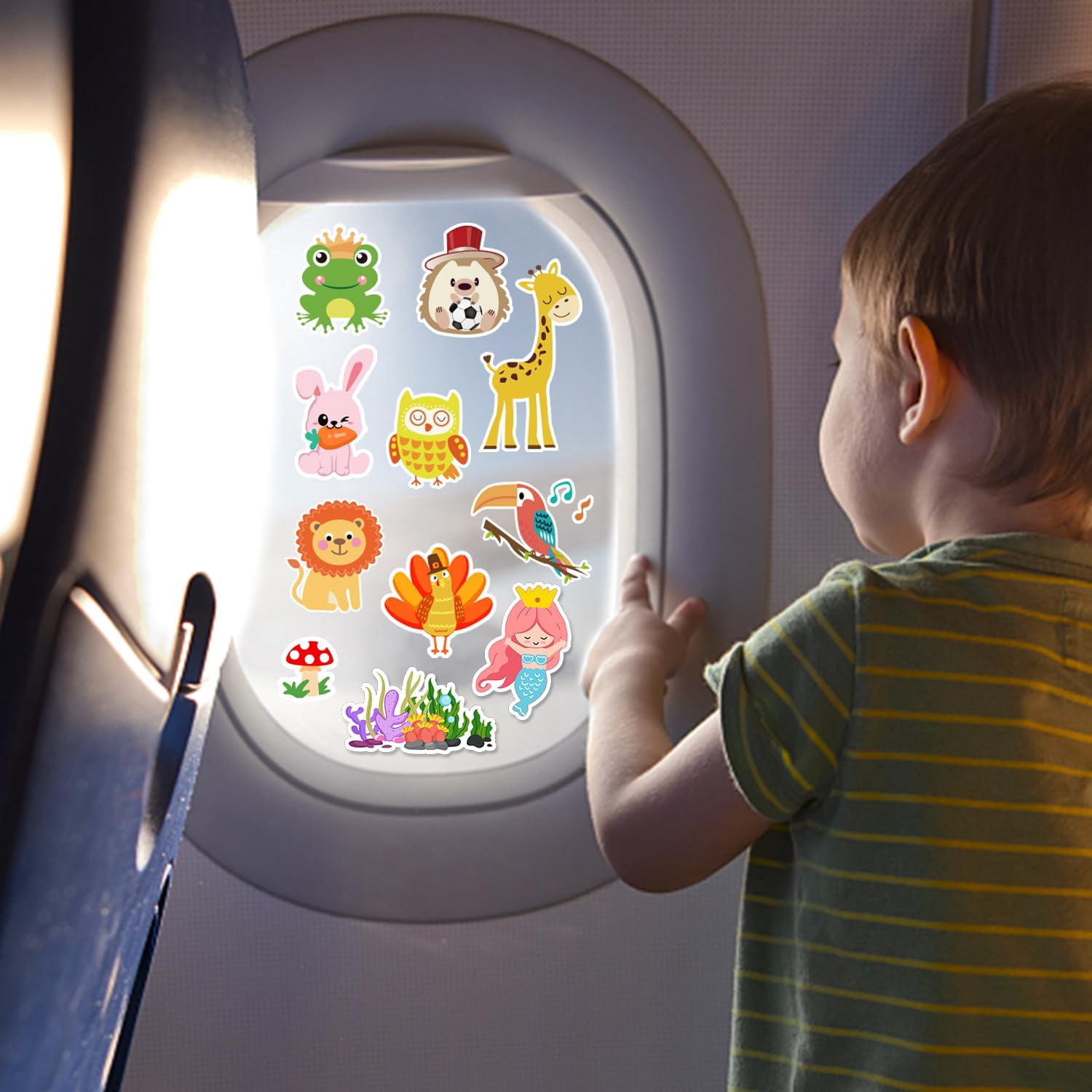 Window Clings Stickers For Gel Decals Thick And Adults Classroom Home Airplane Birthday Party Supplies (farm+animal+sea)