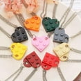 thumbnail image 2 of K-KED Punk 2Pcs Heart Brick Couples Love Necklace Women Men Lego Elements Gift Jewelry-Light Yellow, 2 of 9