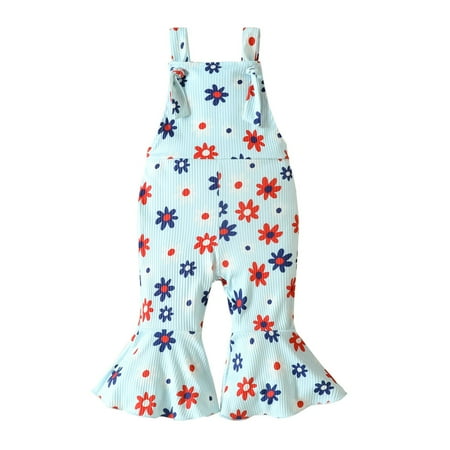 

Hwmodou Toddler Girls Bodysuits Spring Summer Sleeveless Suspenders Floral Onesie Flared Pants Summer Cute Sundress Of Holidays