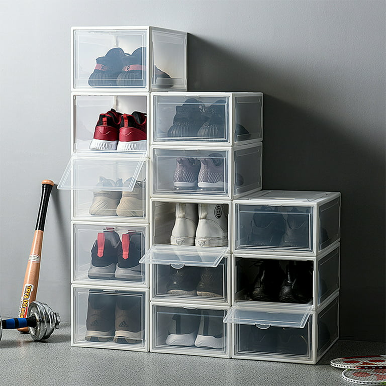 Plastic Magnetic Shoe Box, Pack of 10 Stackable Shoe Storage Boxes