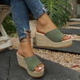 thumbnail image 4 of Samdudou Women Open Toe Espadrilles Platform Sandals Bohemia Summer Wedges Casual Thick Sole Add Height Shoes Fashion Summer Outdoor Beach Slides For Beach, Wedding, 4 of 7