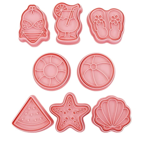 

Decor Store 16Pcs Biscuit Molds Reusable Easy to Demould Cartoon Pattern 3D Lovely Beach Themed Cookie Stampers Baking Tools