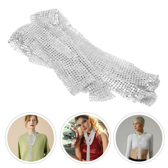 Pretyzoom Disco Tie Sequins Neck Tie Scarf Thin 1Set Fashion Forward Beach Evening Events