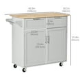 thumbnail image 3 of HOMCOM Îlot de Cuisine Roulant avec Armoire de Rangement, Tiroirs, Porte-Serviettes, 3 of 10