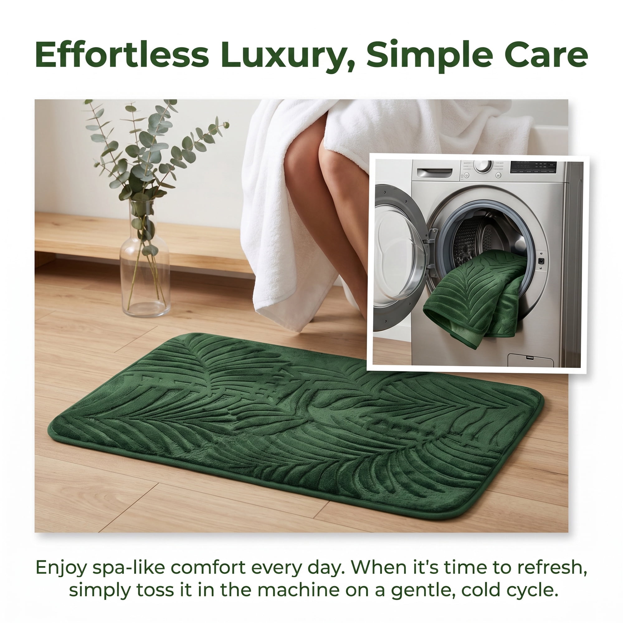 Unique Bargains Non Slip Absorbent Microfiber Plush Shaggy Bath Mat Green 32" x 20"