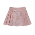 thumbnail image 4 of Girls Chinese Embroidered Pleated Skirt, Floral A-Line Midi Skirt with Elastic Waist for Kids, 4 of 5