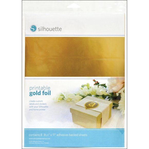Lámina adhesiva para manualidades con silueta imprimible, color dorado, 8,5 x 11, 8 hojas