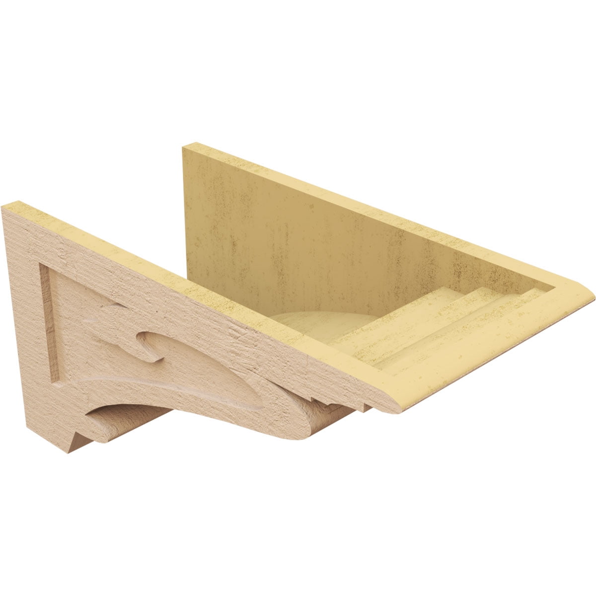 12"W x 24"D x 12"H Wide Mayflower Rough Cedar Woodgrain TimberThane Corbel, Primed Tan