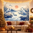 thumbnail image 3 of Herons on River Rocks Along Mountain Shores, Peaceful Illustration for Nature Lovers, Waterside Decor, Housewarming Gift, Tapestry Wall Hanging for Living Room and Study Room, 3 of 7