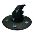 thumbnail image 1 of Sombrero de bruja de Halloween, accesorio decorativo clásico para disfraces de club y juegos de rol. Mariposa azul, 1 of 8