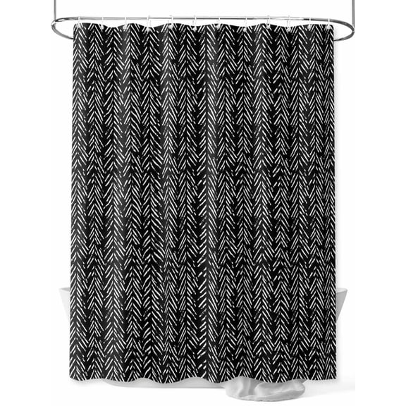 Fsddascl Black White Striped Shower Curtain Set - Standard 72" x 72" Washable Bathtub Curtain with 12 Hooks, Abstract Modern Art Irregular Stripe Waterproof Fabric Stall Shower Curtains for Bathroom