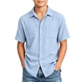 thumbnail image 3 of Abtuhar Kids Boys 5-15 Years Summer Tops Solid Short Sleeve Turndown Collar Breathable Soft Casual Blouses Shirts, 3 of 5
