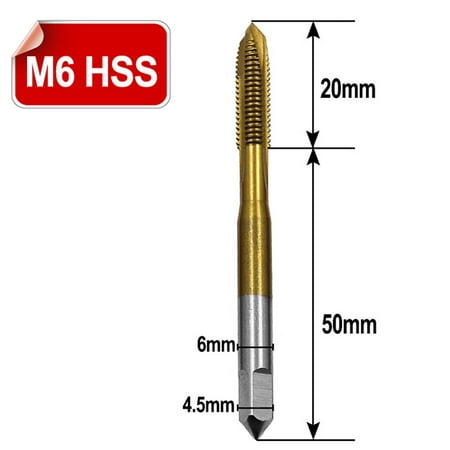 

TANGNADE Durable M3/M4/M5/M6/M8 HSS Metric Straight Flute Thread Screw Tap Plug Tap