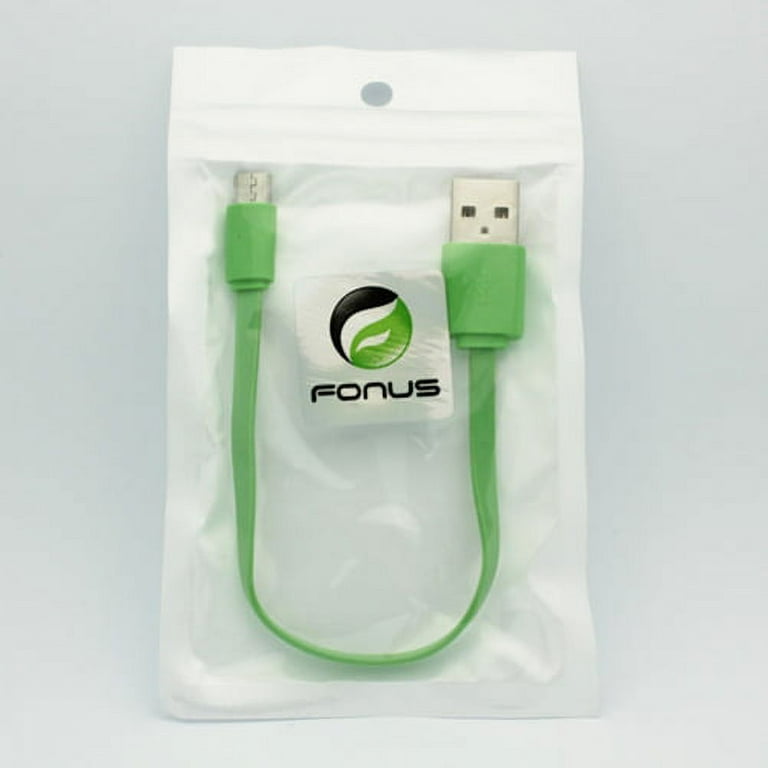 Green Short Flat USB Cable Rapid Charge Power Wire Sync Micro-USB