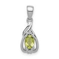 thumbnail image 4 of 925 Sterling Silver Rhodium Plated Diamond and Peridot Oval Shaped Pendant, 4 of 5