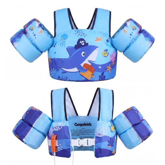 Koorium Toddler Swim Vest for Kids,Swim Arm Floaties 22-66lbs,Cartoon Swimming Water Wings Pool Float Vests with Shoulder Straps Arm Band for Boys Girls, Learn to Swim