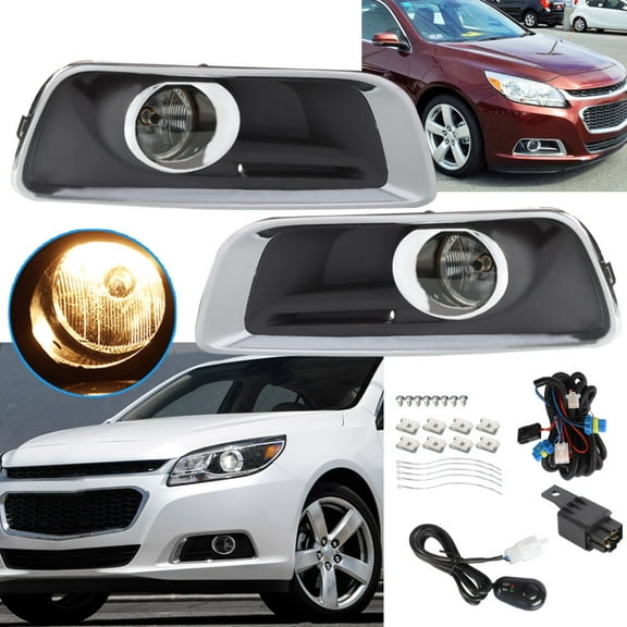 Genrics Driving Fog Lights Bumper Lamps Wiring Switch Kit For 2013-2015 Chevy Malibu