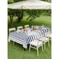 thumbnail image 4 of Outdoor Tablecloths with Umbrella Hole & Zipper, Ombre Navy Blue Grey Striped Tablecloth Rectangle 60x84 Inch, Farmhouse Modern Stripes Waterproof Table Cloth, Patio/Pool/Picnic Table Covers, 4 of 8