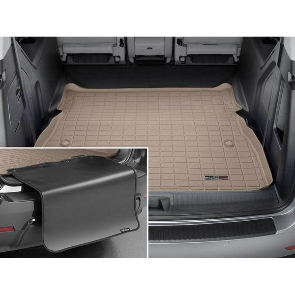 Weathertech Cargo Area Liner 41853SK Direct Fit; Raised Edges; Tan; Thermoplastic Elastomer TPE Injection Molded Material; Non-Skid; With Removable Bumper Protector