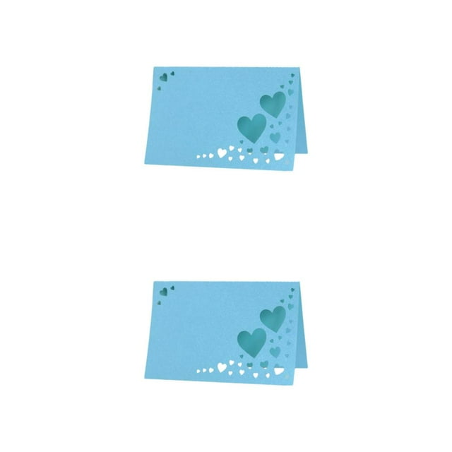 Baohd 50pcs/set Memorable Experience With Heart Hollow Name Place Cards Heart Hollowed Table Namecard blue 2Set