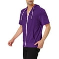 thumbnail image 4 of INSPIRE CHIC Men's Short Sleeve Hoodies Solid Color Zip Up Jackets with Hood M Purple, 4 of 7